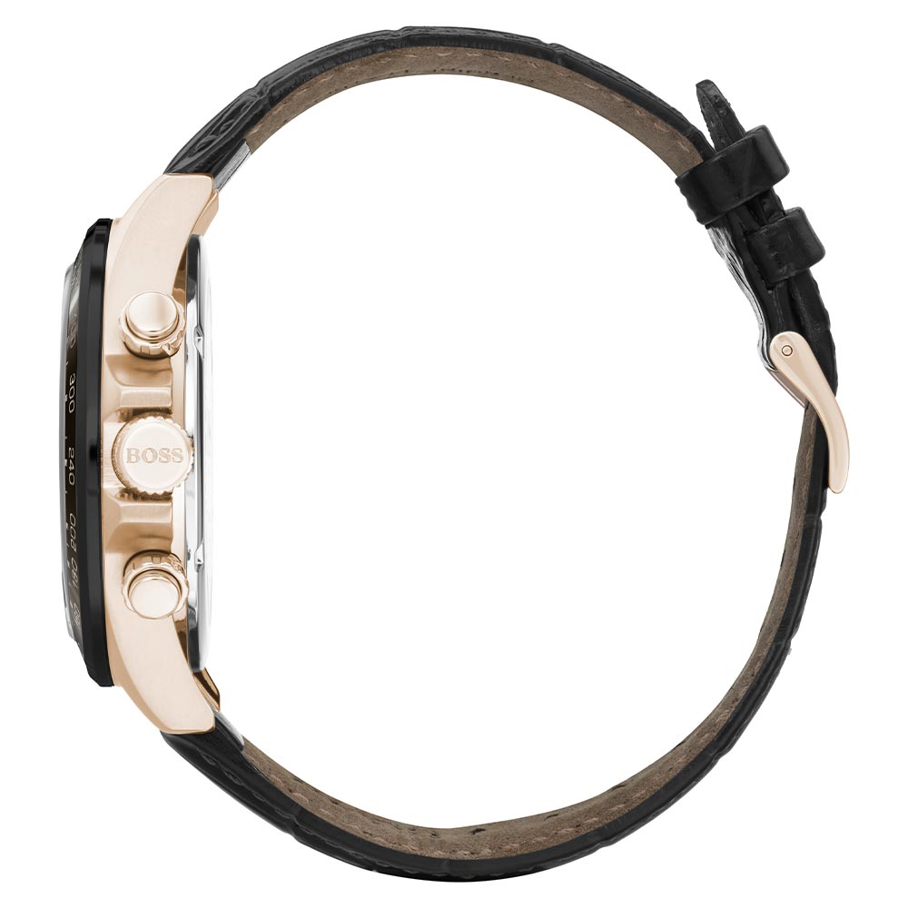 Hugo Boss Hero Black Leather Men's Chrono Watch - 1513753