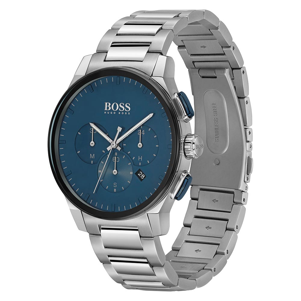 Hugo Boss Stainless Steel Blue Dial Chronograph Men's Watch - 1513763