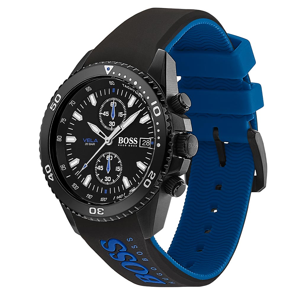 Hugo Boss Vela Blue & Black Silicone Men's Watch - 1513776