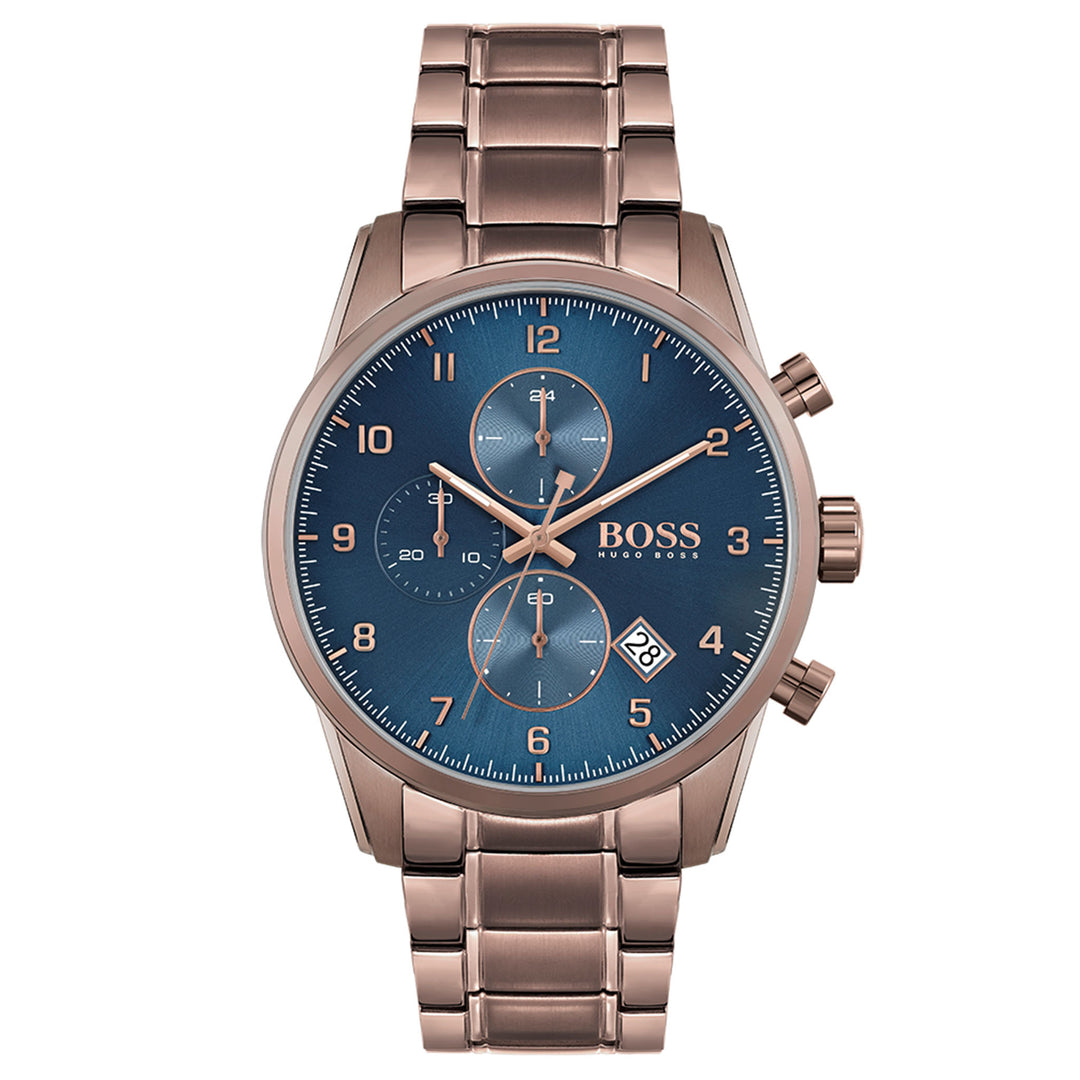 Hugo Boss Brown Steel Blue Dial Chronograph Men's Watch - 1513788