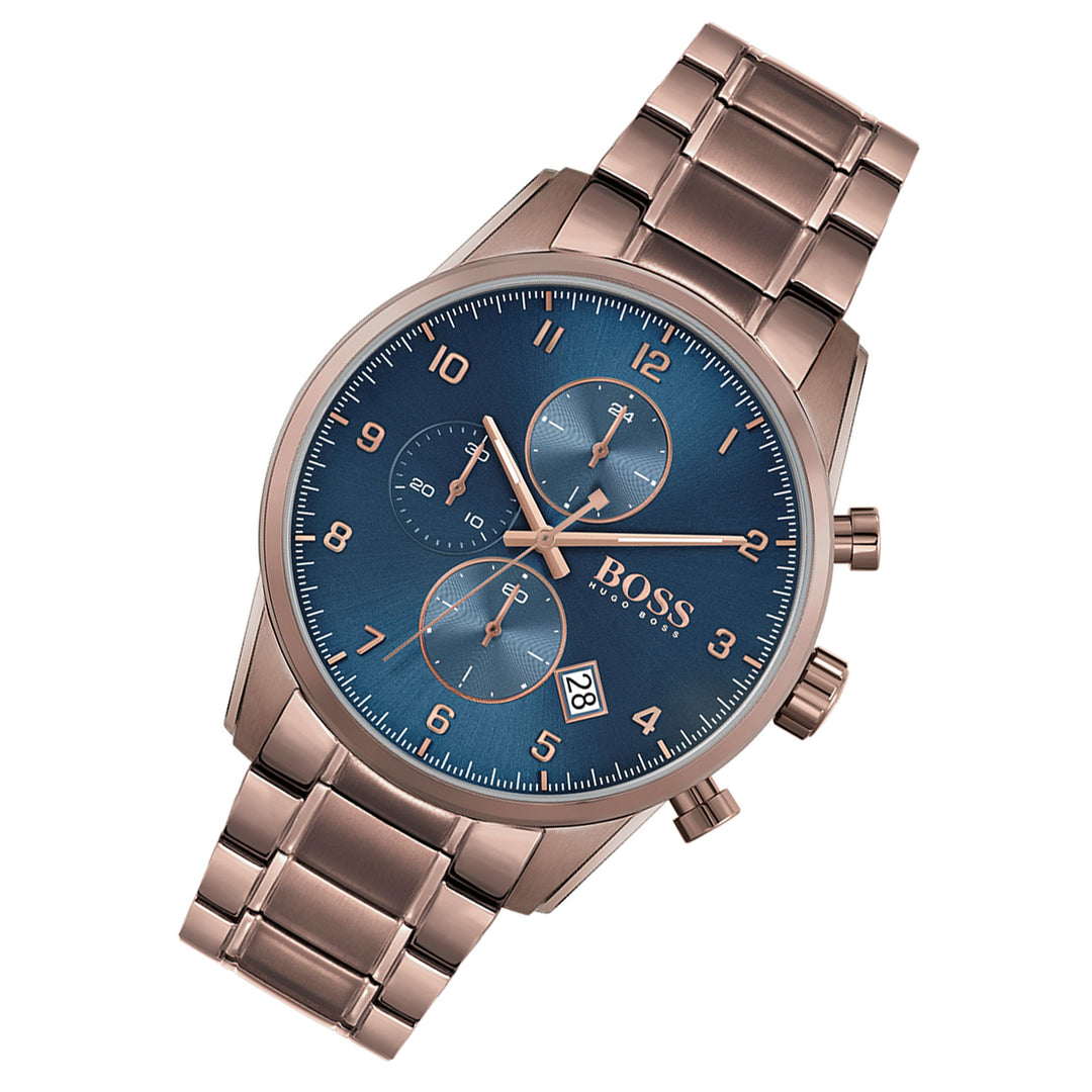 Hugo Boss Brown Steel Blue Dial Chronograph Men's Watch - 1513788