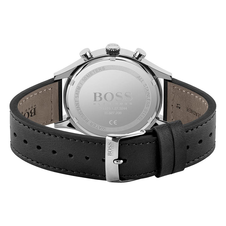 Hugo Boss Metronome Black Leather Chronograph Men's Watch - 1513799