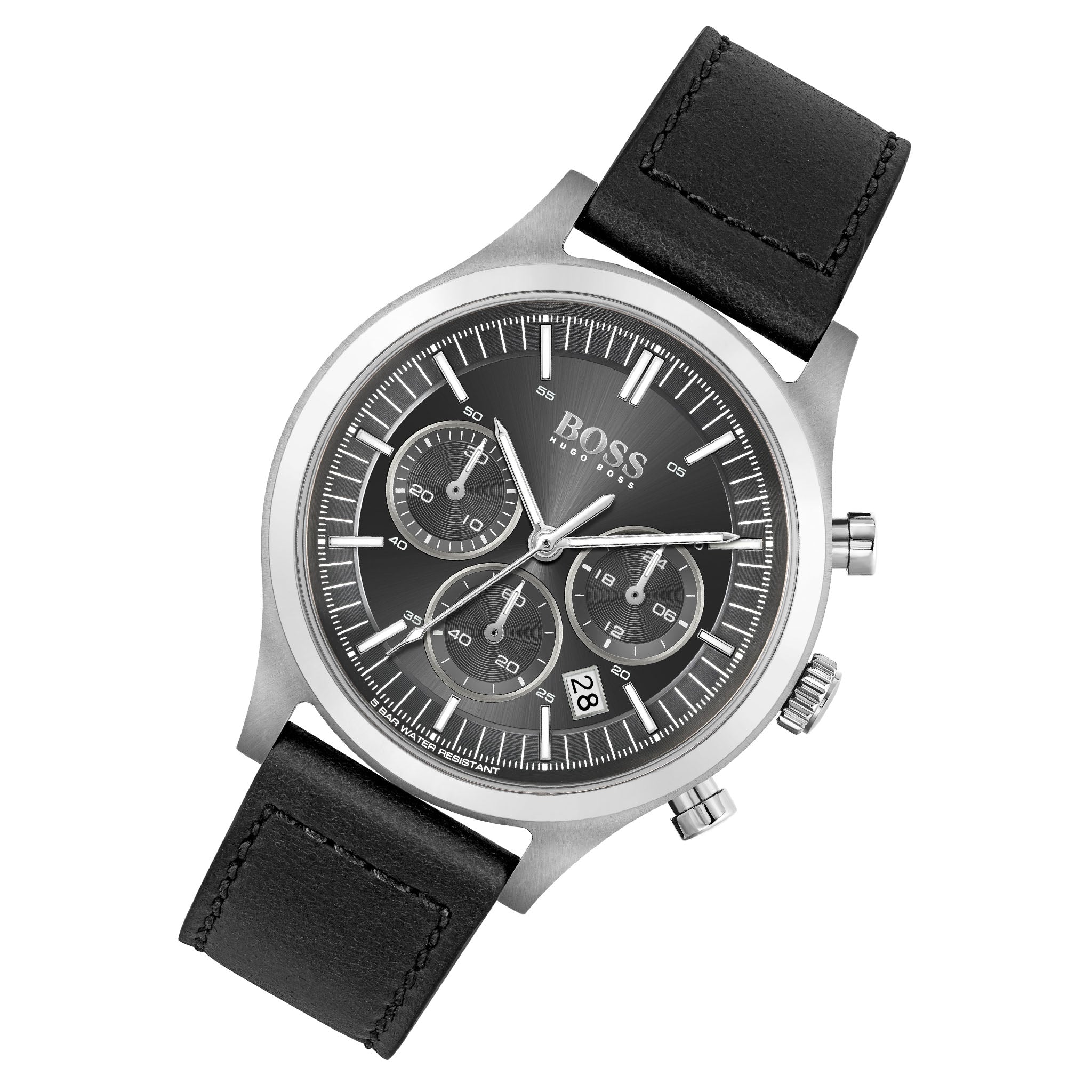 Hugo Boss Metronome Black Leather Chronograph Men's Watch - 1513799