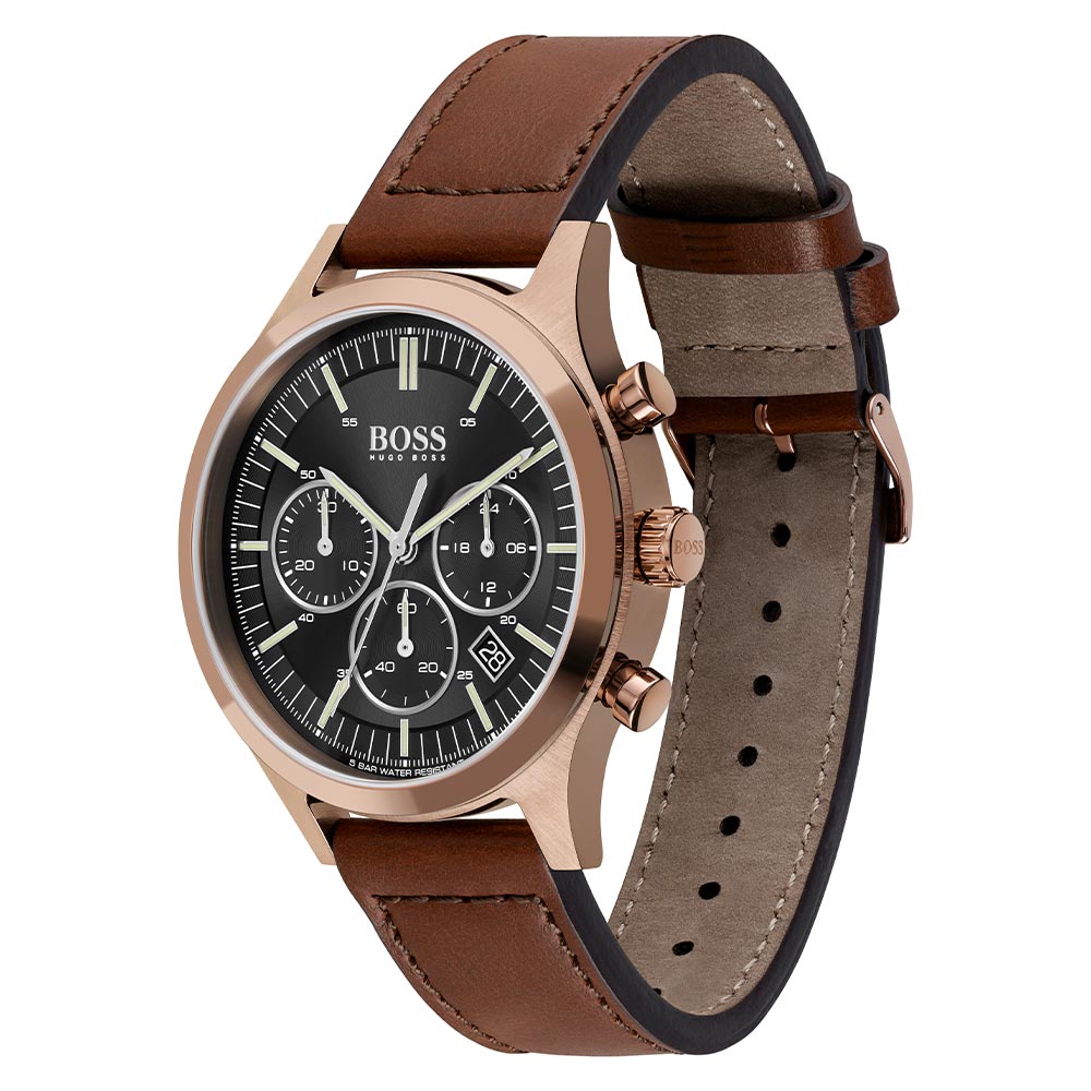 Hugo Boss Metronome Brown Leather Men's Chrono Watch - 1513800