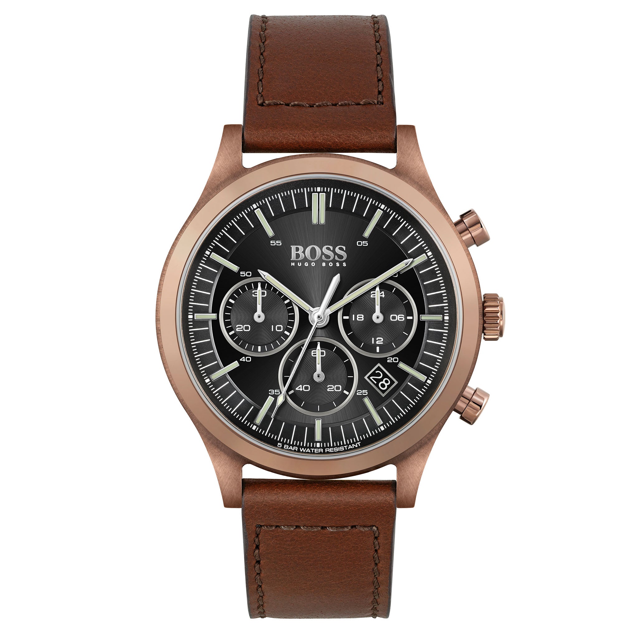 Hugo Boss Metronome Brown Leather Men's Chrono Watch - 1513800