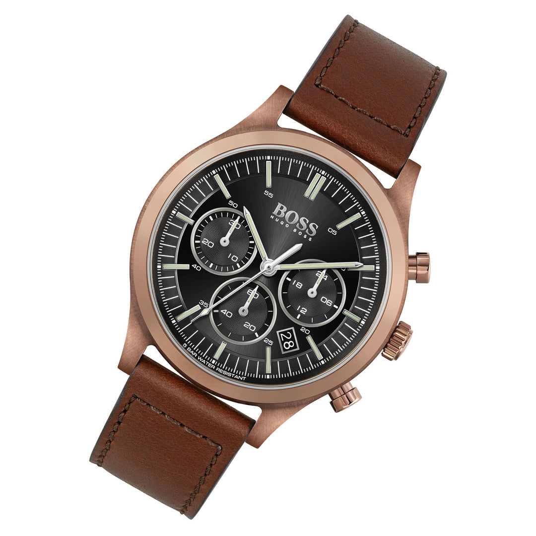 Hugo Boss Metronome Brown Leather Men's Chrono Watch - 1513800