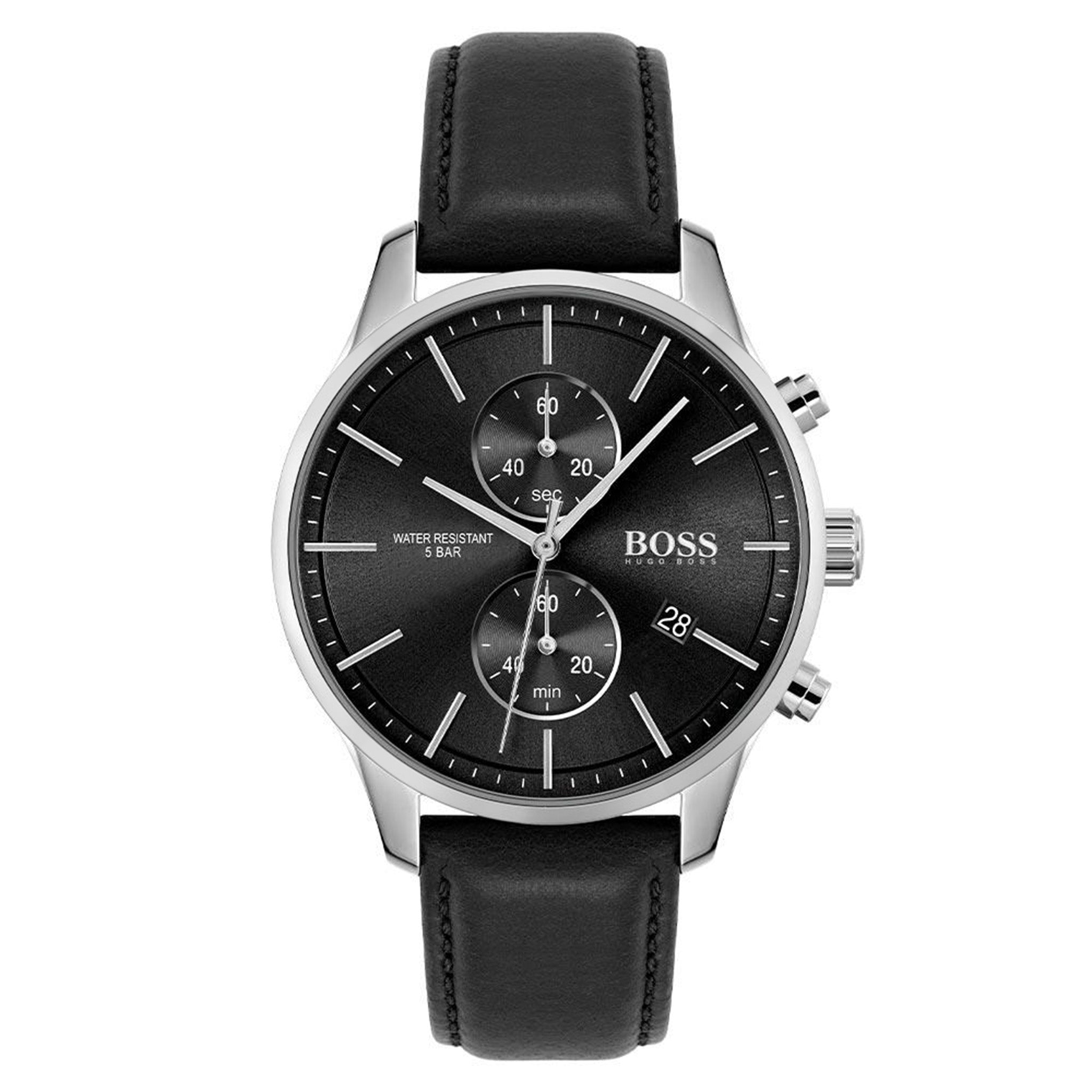 BOSS by Hugo Boss Associate Black Leather Men's Chrono Watch - 1513803