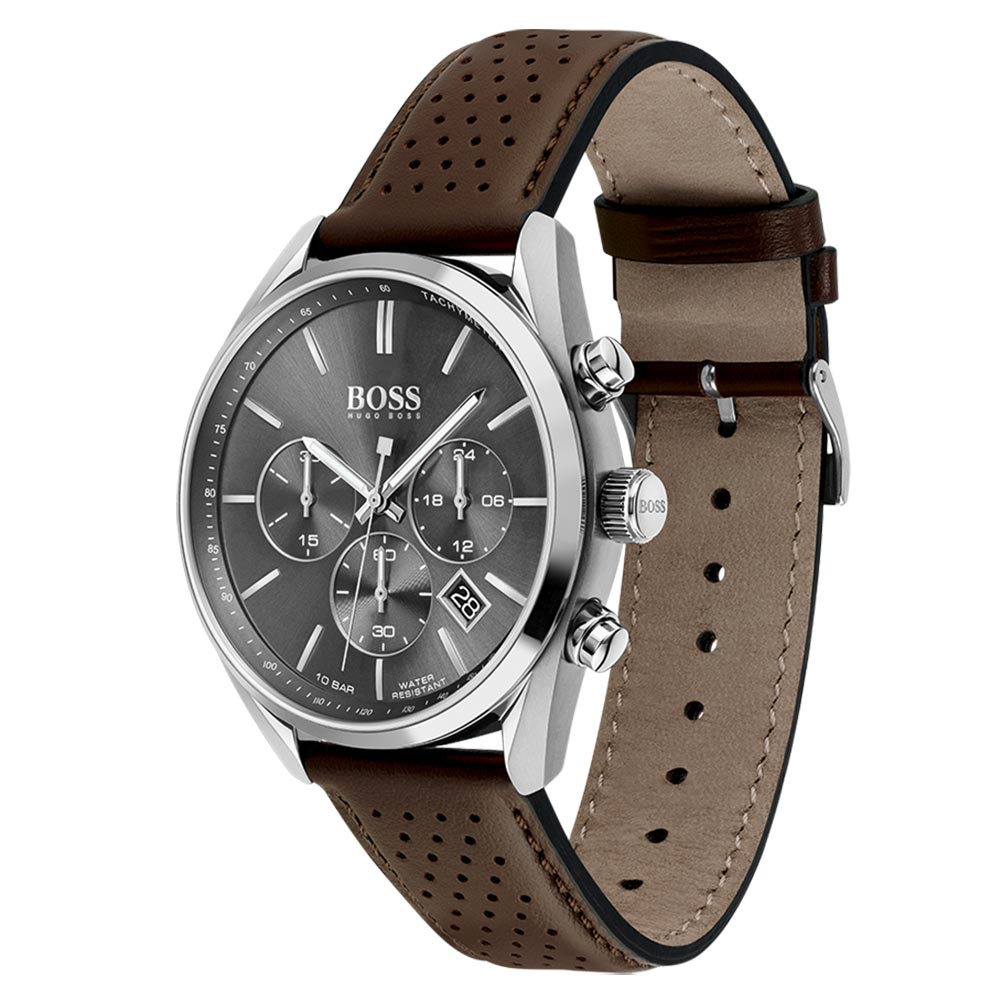 Hugo Boss Champion Brown Leather Men's Chrono Watch - 1513815