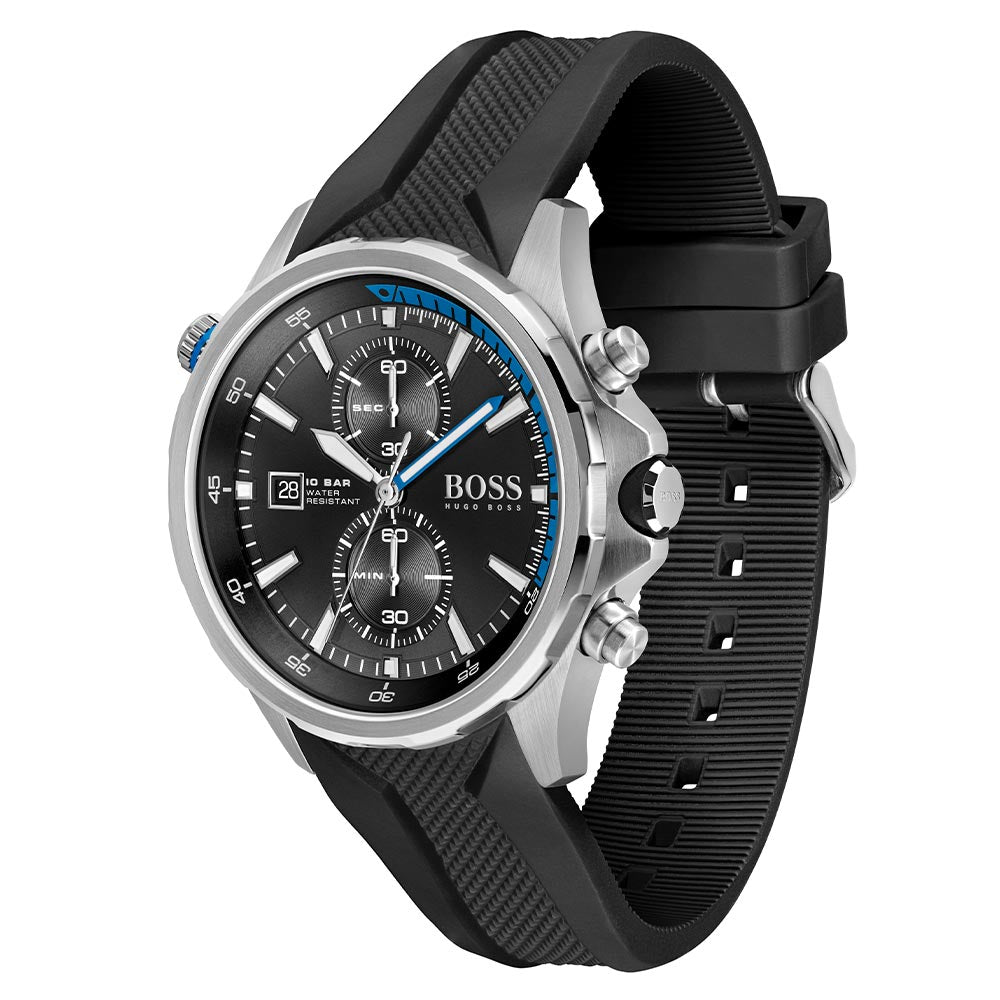 Hugo Boss Silicone Black Dial Chronograph Men's Watch - 1513820