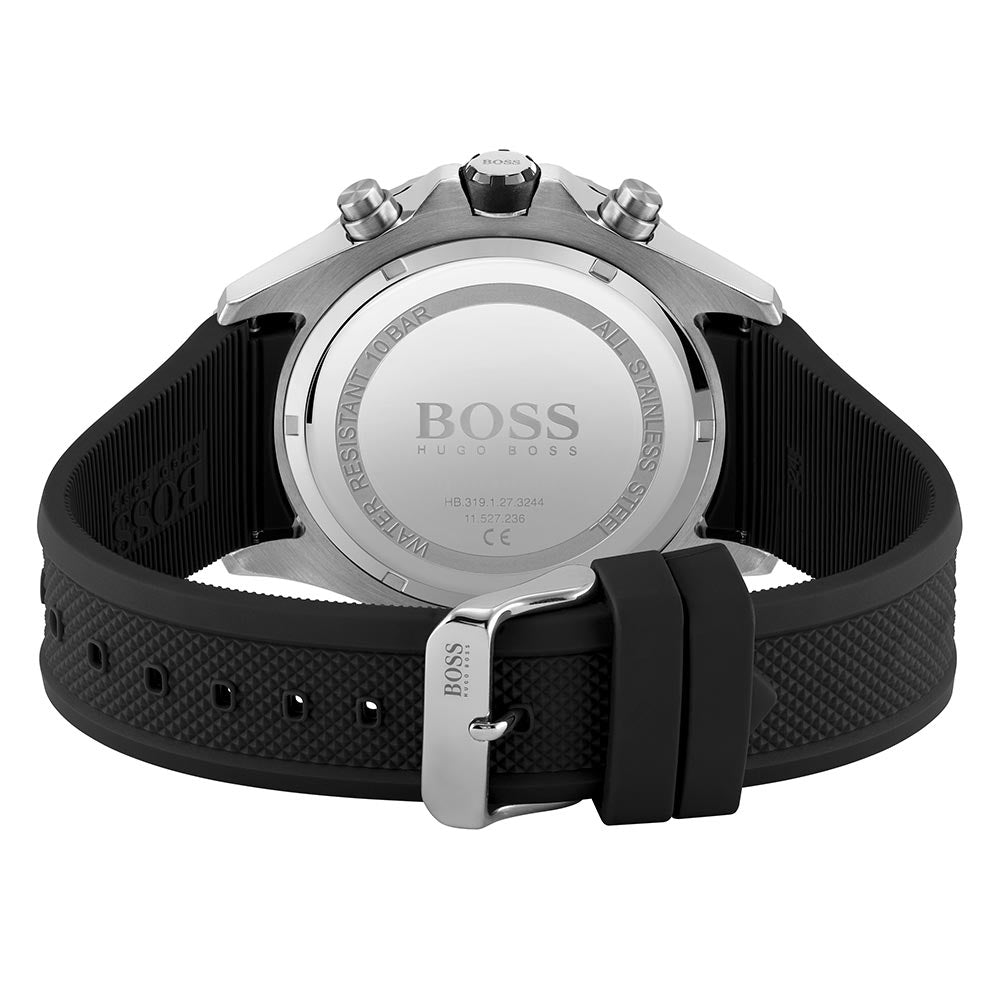 Hugo Boss Silicone Black Dial Chronograph Men's Watch - 1513820