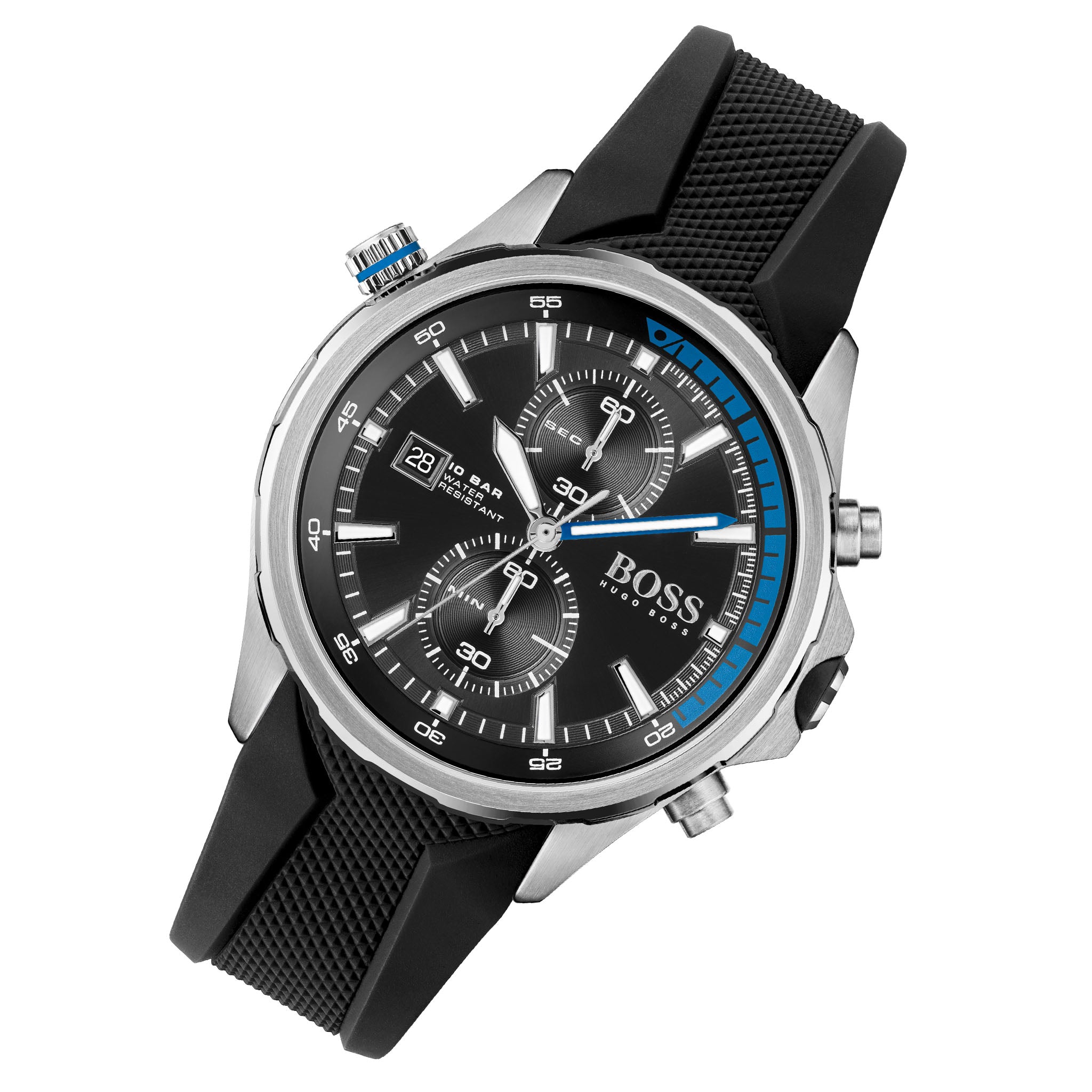 Hugo Boss Silicone Black Dial Chronograph Men's Watch - 1513820