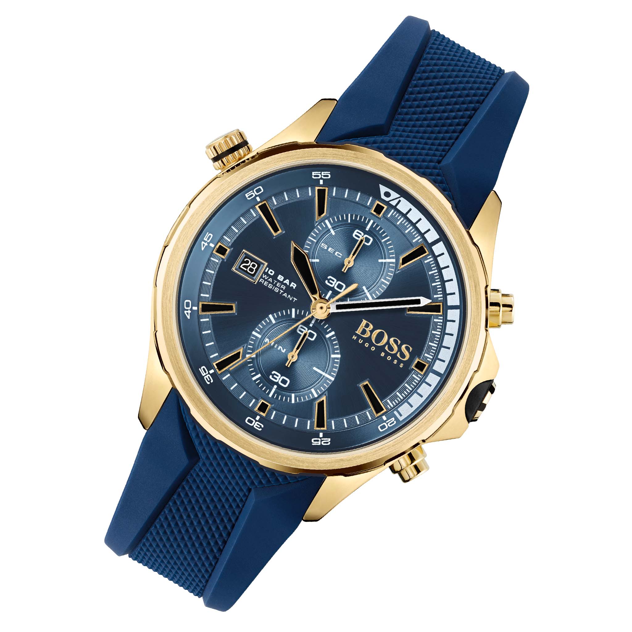 Hugo Boss Globetrotter Blue Silicone Men's Chronograph Watch - 1513822