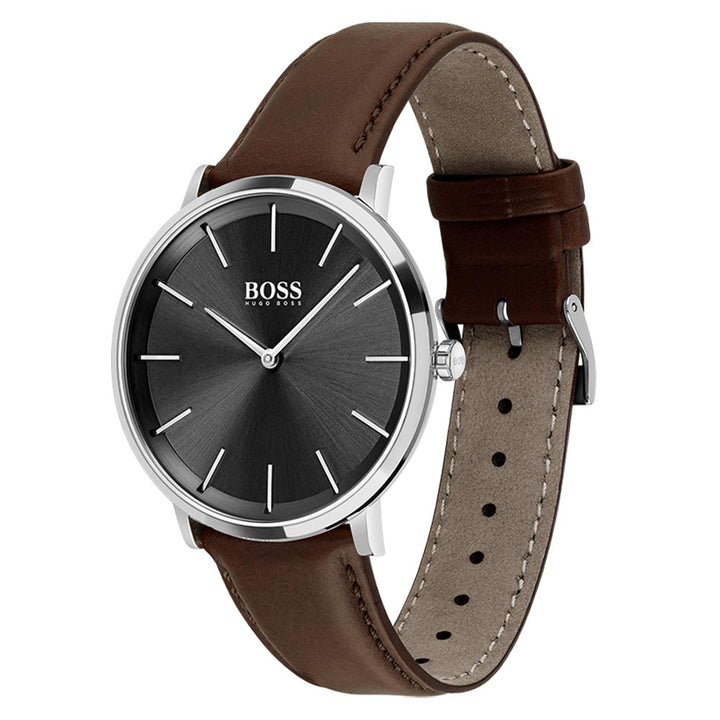 Hugo Boss Classic Brown Leather Black Dial Men's Watch - 1513829