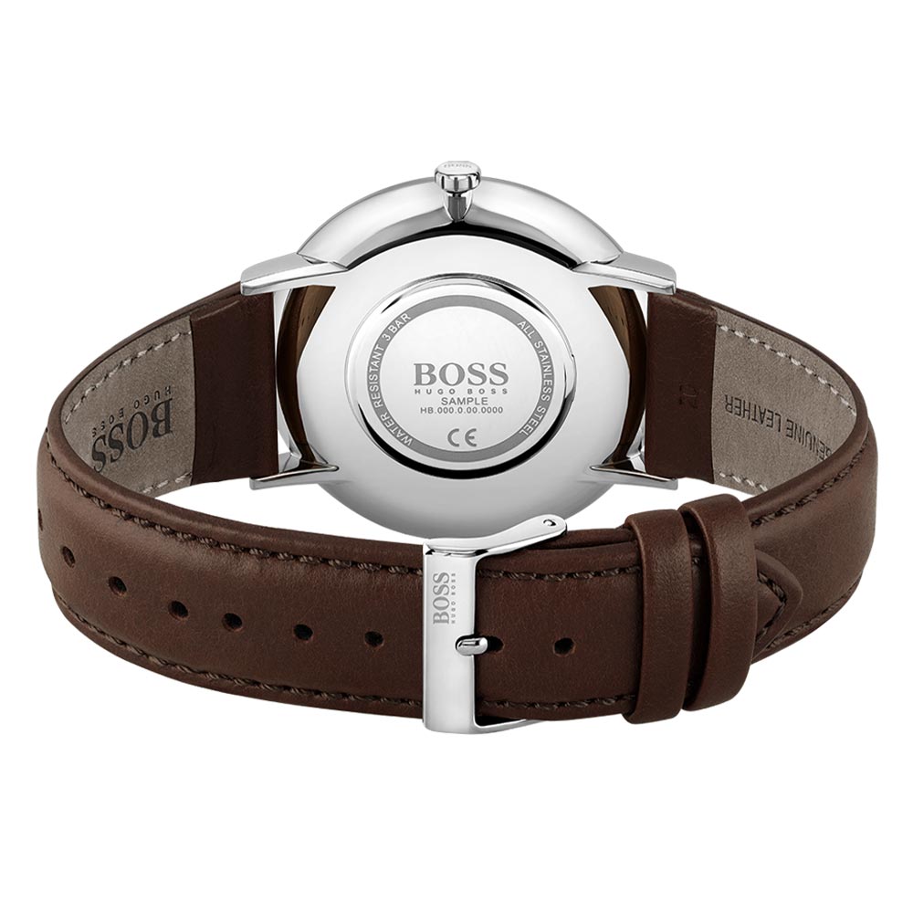 Hugo Boss Classic Brown Leather Black Dial Men's Watch - 1513829