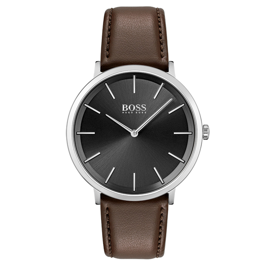 Hugo Boss Classic Brown Leather Black Dial Men's Watch - 1513829