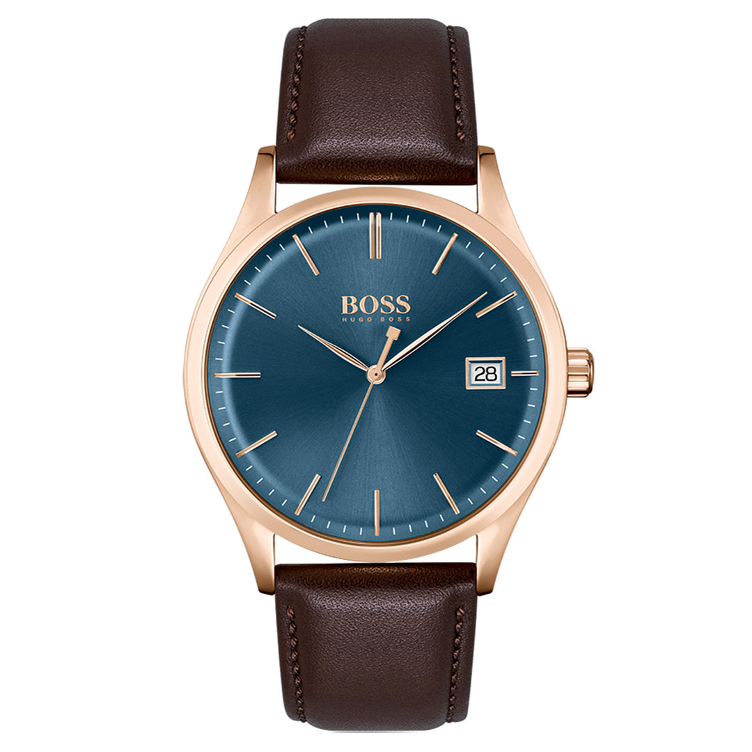 Hugo Boss Classic Brown Leather Blue Dial Men's Watch - 1513832