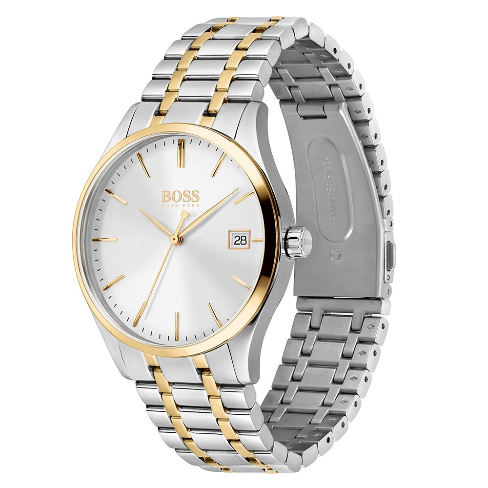 Hugo Boss Two-Tone Steel Silver White Dial Men's Watch - 1513835