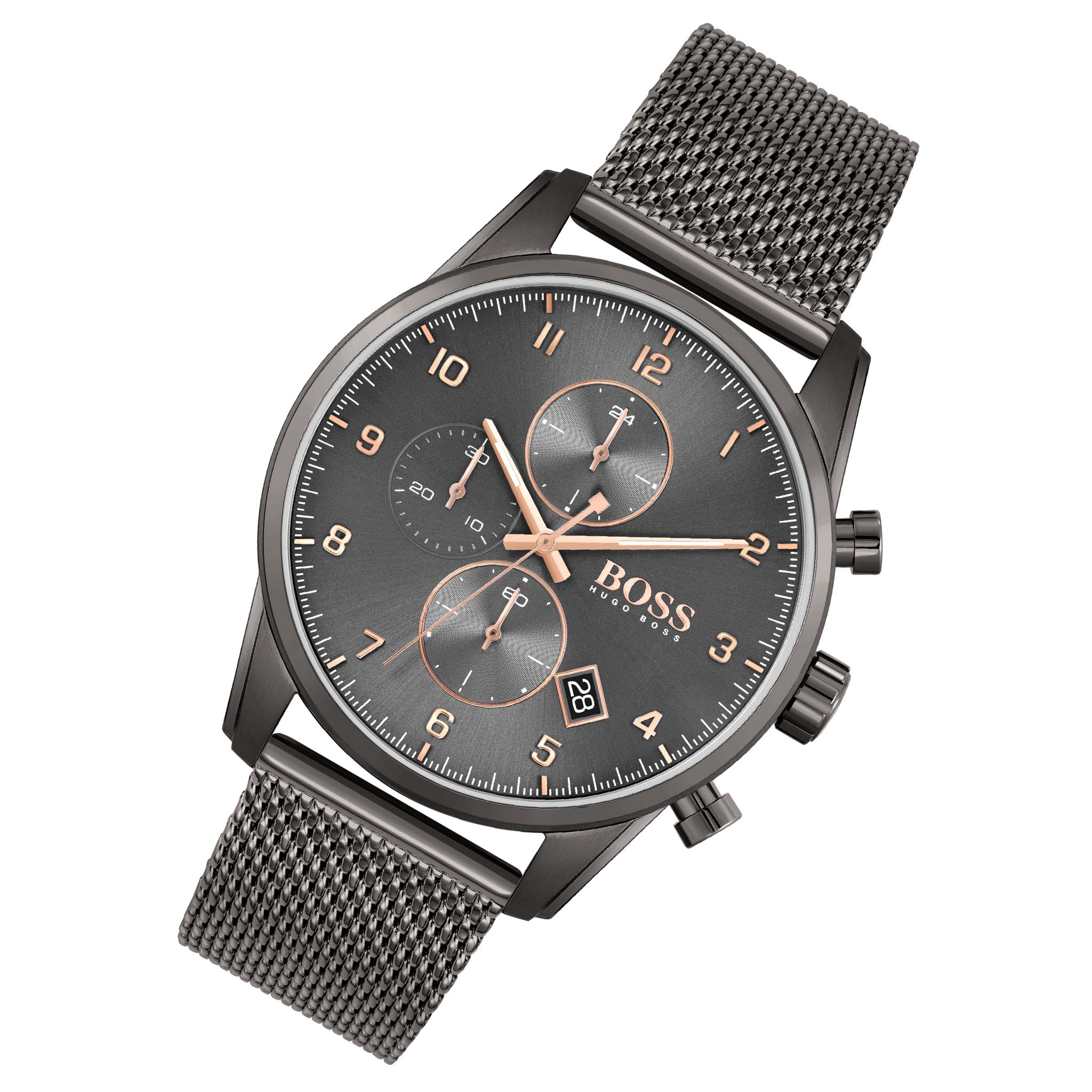 Hugo Boss Skymaster Grey Mesh Men's Chrono Watch - 1513837