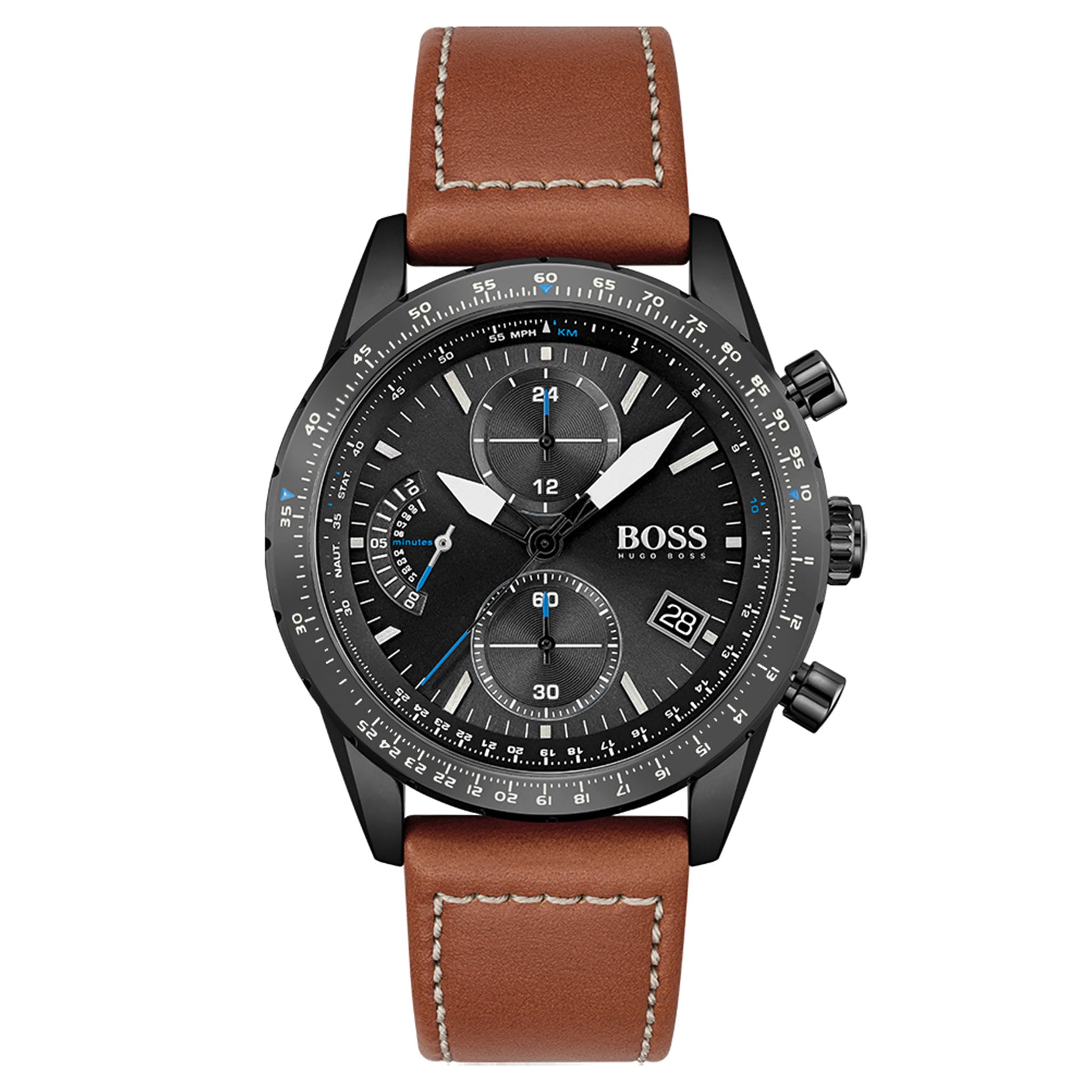 Hugo Boss Pilot Edition Chrono Brown Leather Men's Watch - 1513851