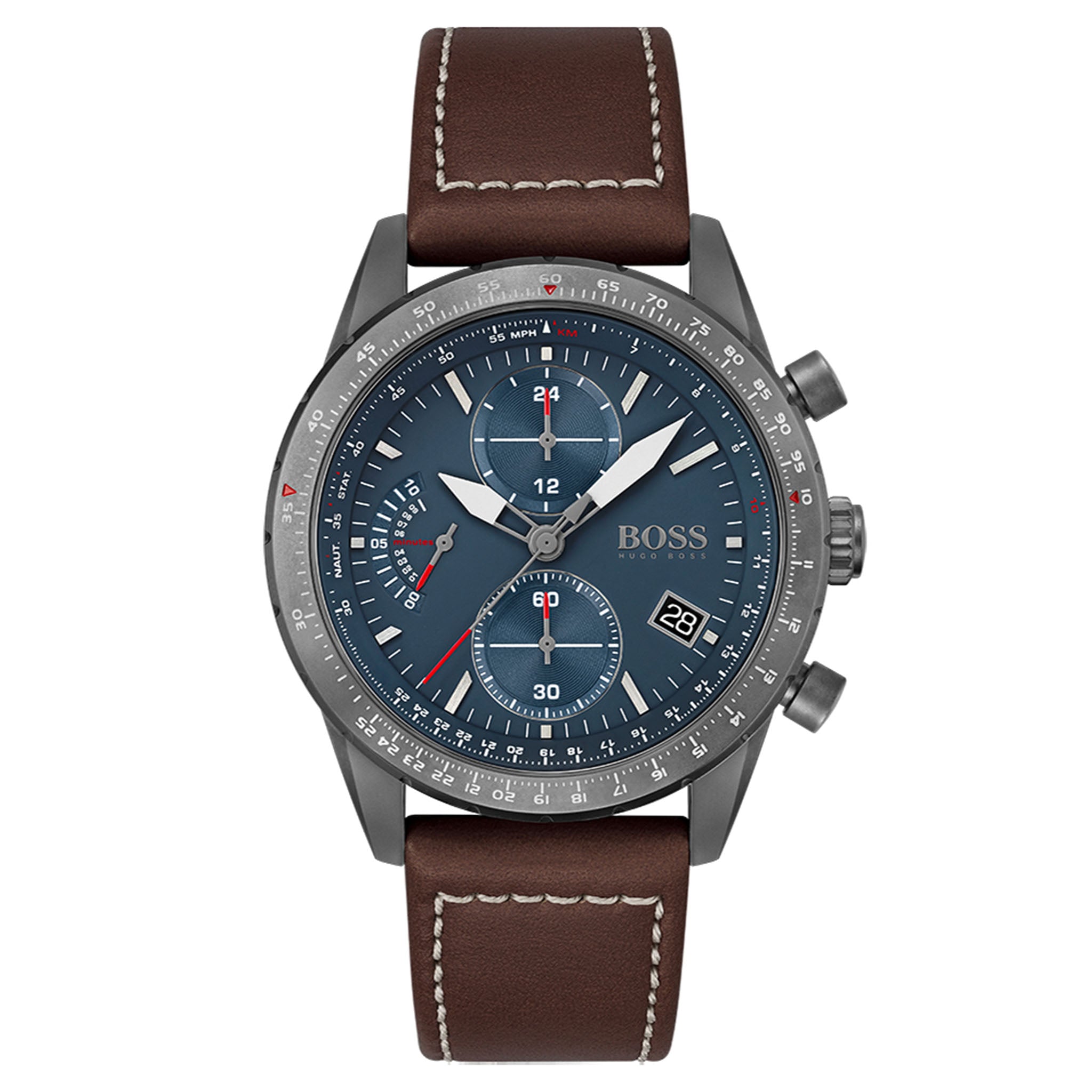 Hugo Boss Pilot Edition Chrono Brown Leather Men s Watch 1513852 The Watch Factory Australia