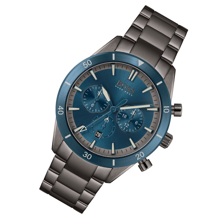 Hugo Boss Grey Steel Blue Dial Men's Chronograph Watch - 1513863