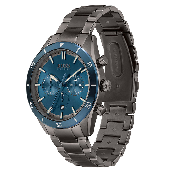 Hugo Boss Grey Steel Blue Dial Men's Chronograph Watch - 1513863