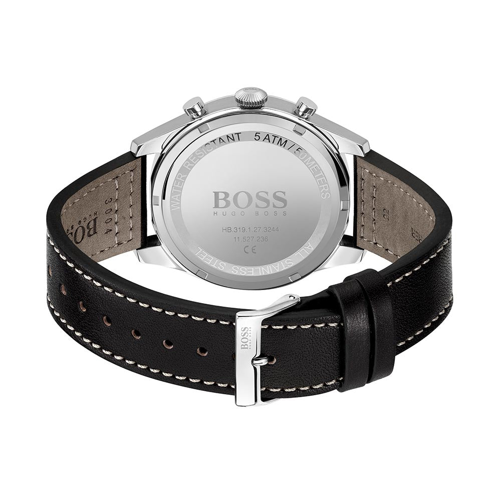 Hugo Boss Black Leather Blue Dial Chronograph Men's Watch - 1513866