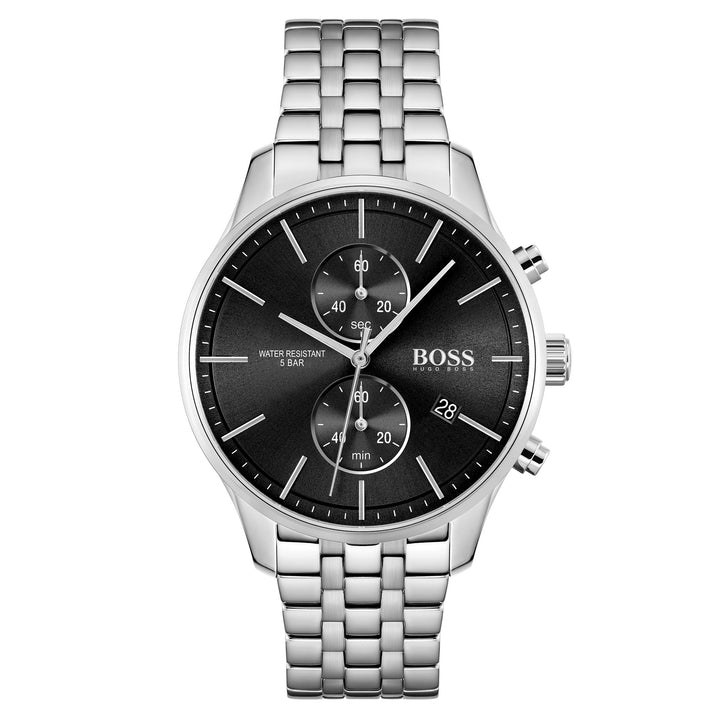 Hugo Boss Silver Steel Black Dial Chronograph Men's Watch - 1513869