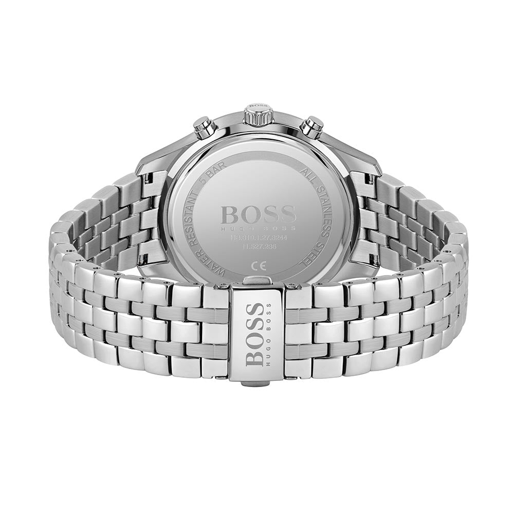 Hugo Boss Silver Steel Black Dial Chronograph Men's Watch - 1513869