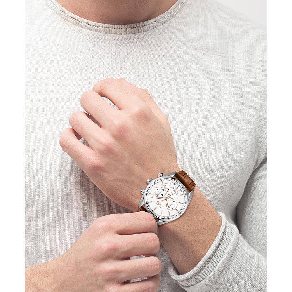Hugo Boss Brown Leather Men's Chrono Watch - 1513879