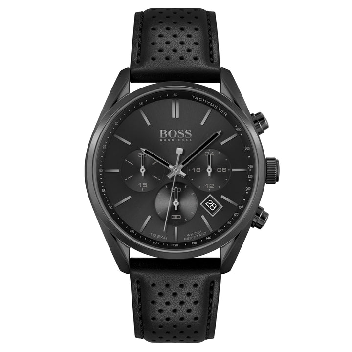Hugo Boss Black Leather Men's Chrono Watch - 1513880