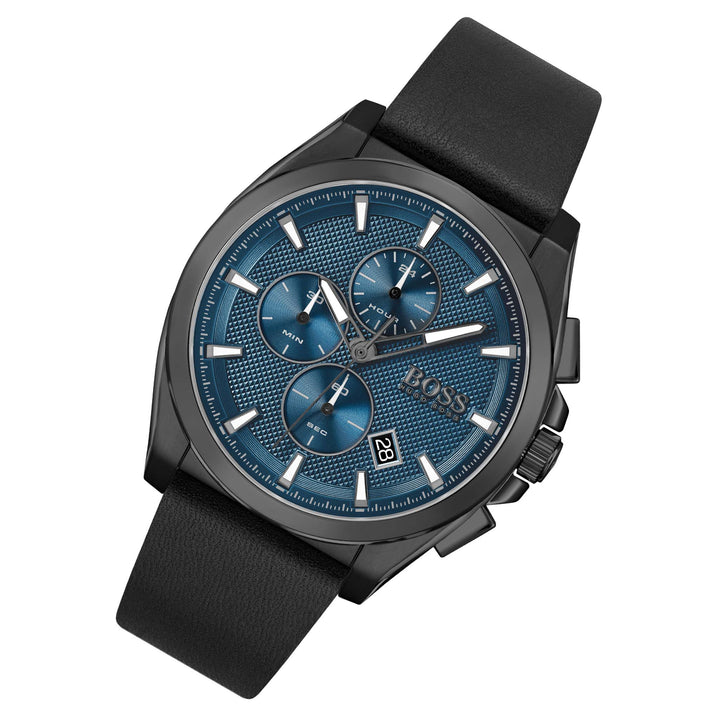 Hugo Boss Black Leather Blue Dial Men's Chronograph Watch - 1513883