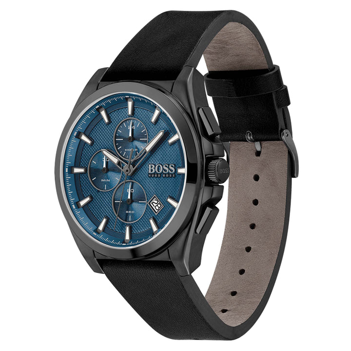 Hugo Boss Black Leather Blue Dial Men's Chronograph Watch - 1513883