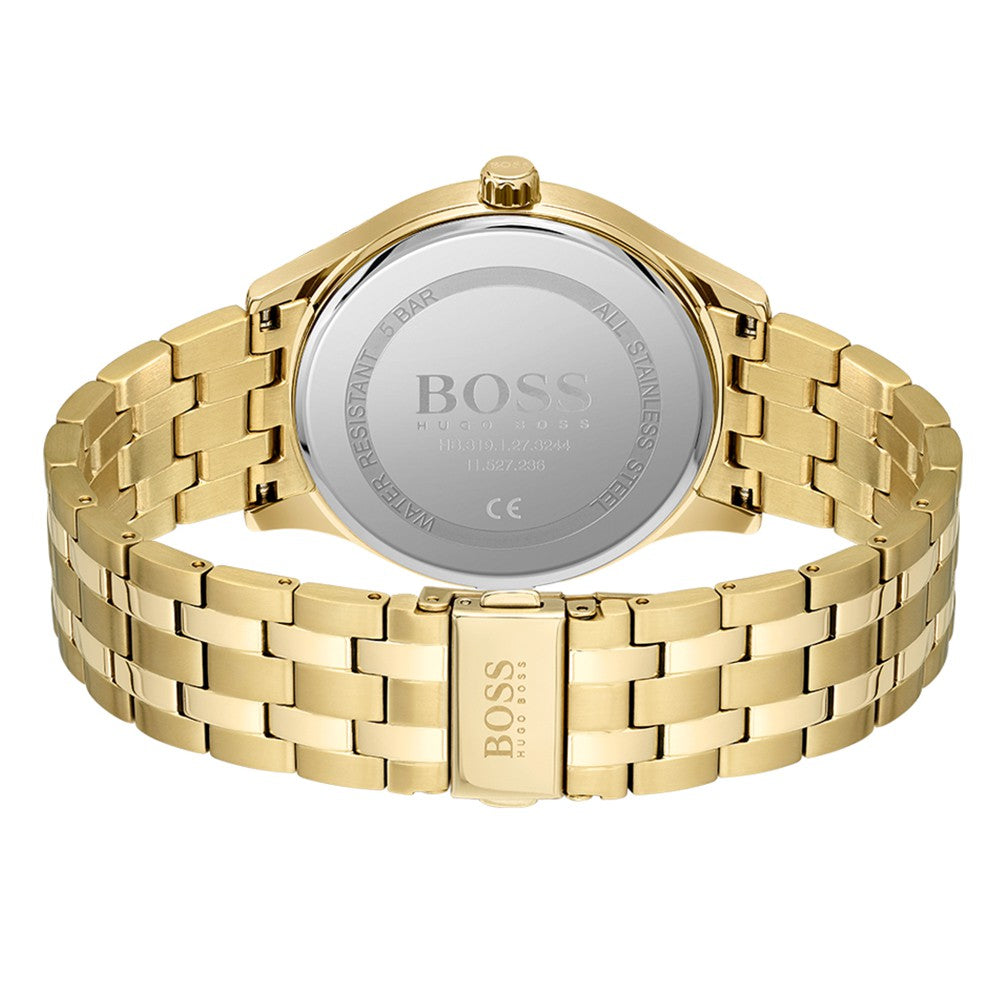 Hugo Boss Gold Steel Black Dial Men's Basic Calendar Watch - 1513897