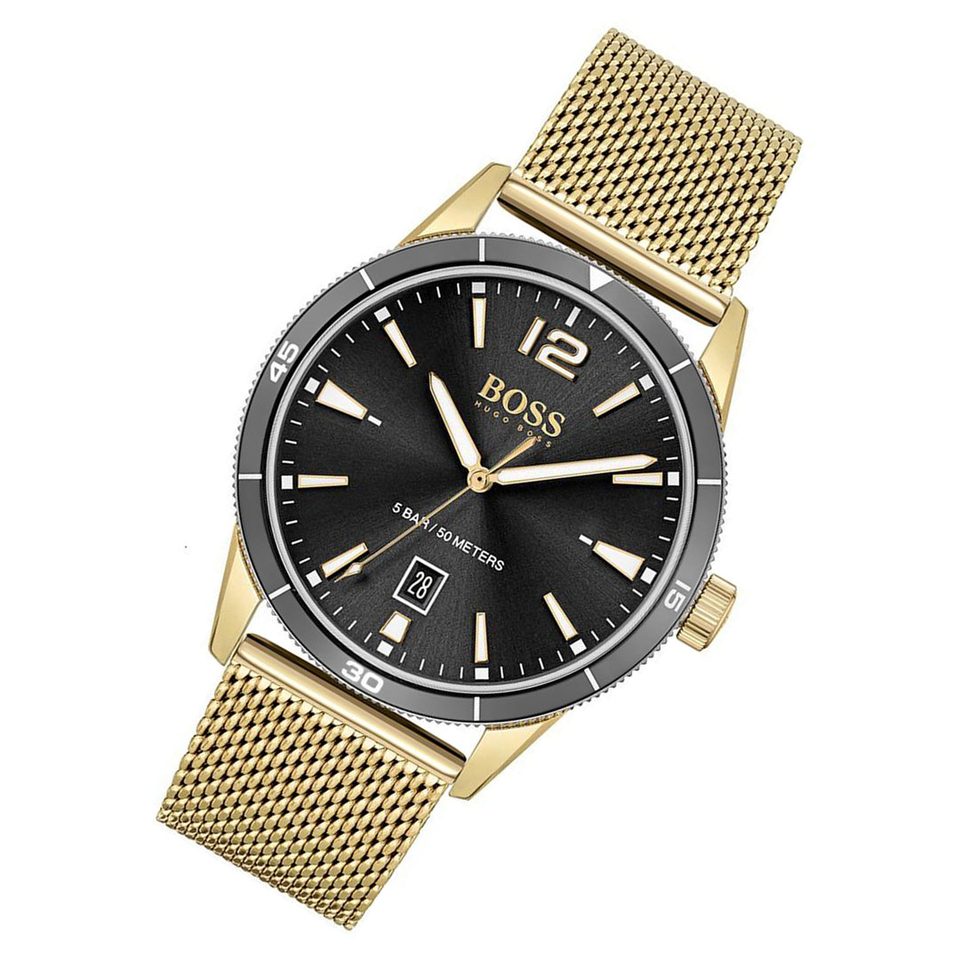 Hugo Boss Gold Mesh Black Dial Men's Watch - 1513901