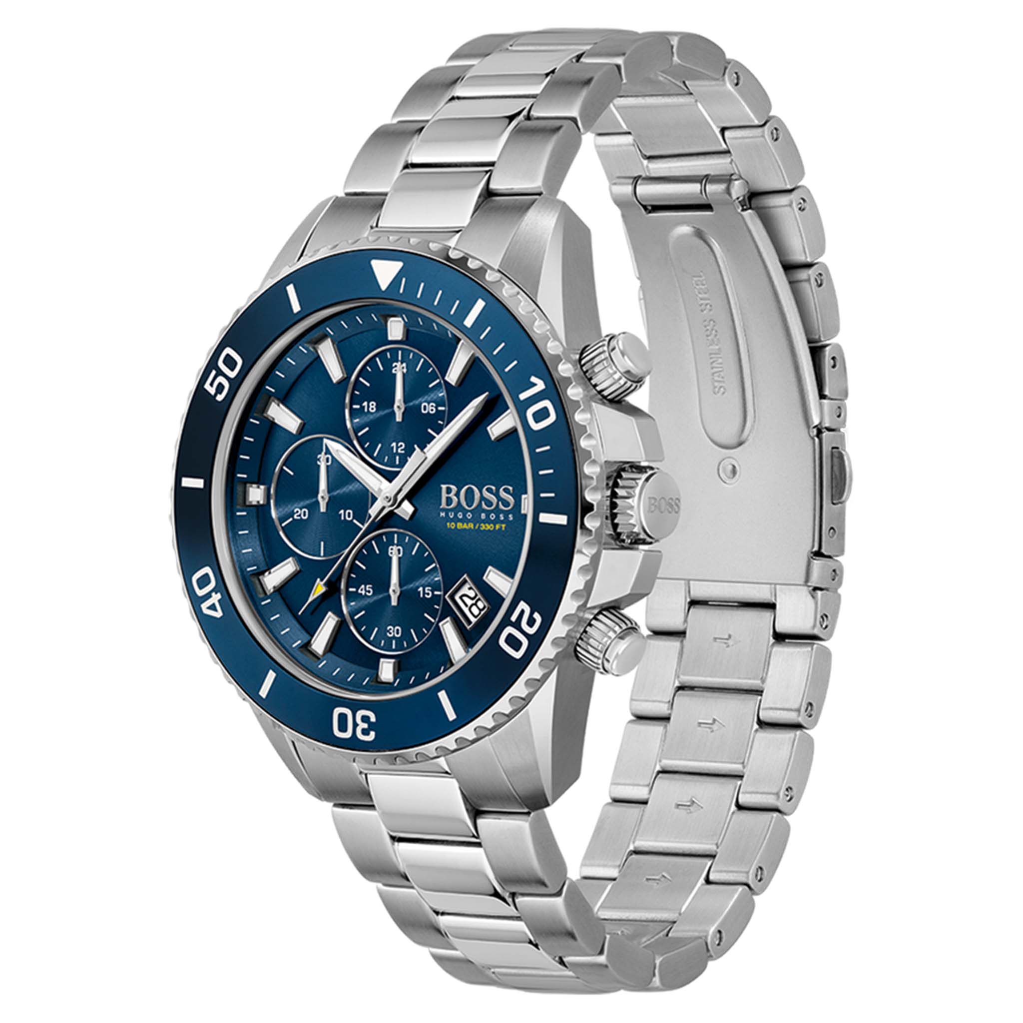 Hugo Boss Stainless Steel Blue Dial Men's Chronograph Watch - 1513907