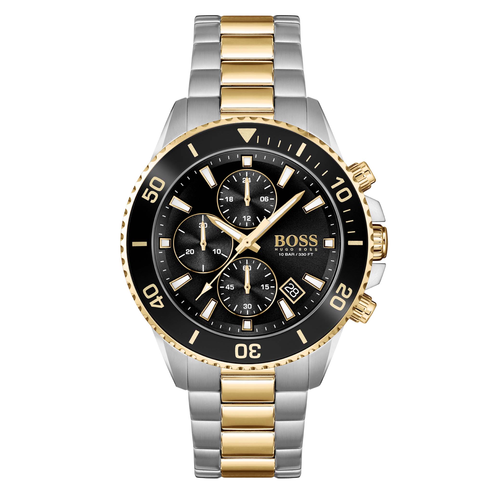 Hugo Boss Two-Tone Black Dial Steel Men's Chronograph Watch - 1513908