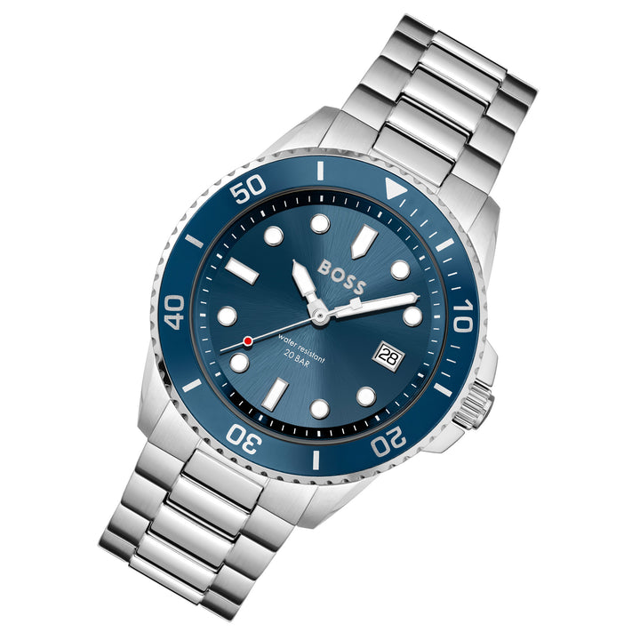 Hugo Boss Silver Steel Blue Dial Men's Watch - 1513916