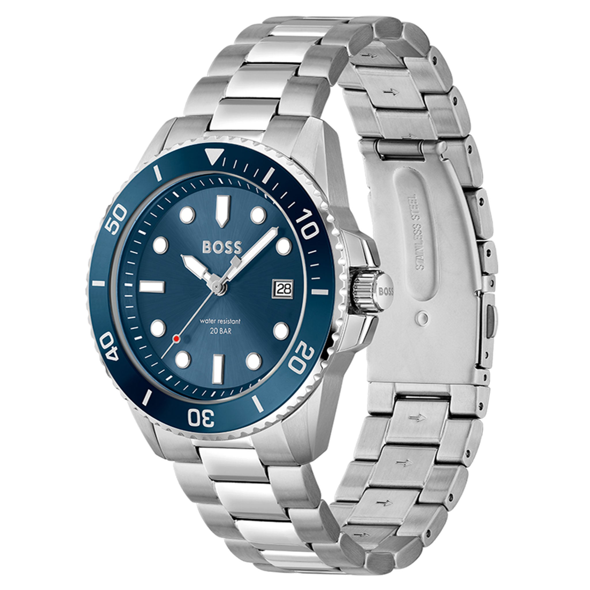 Hugo Boss Silver Steel Blue Dial Men's Watch - 1513916