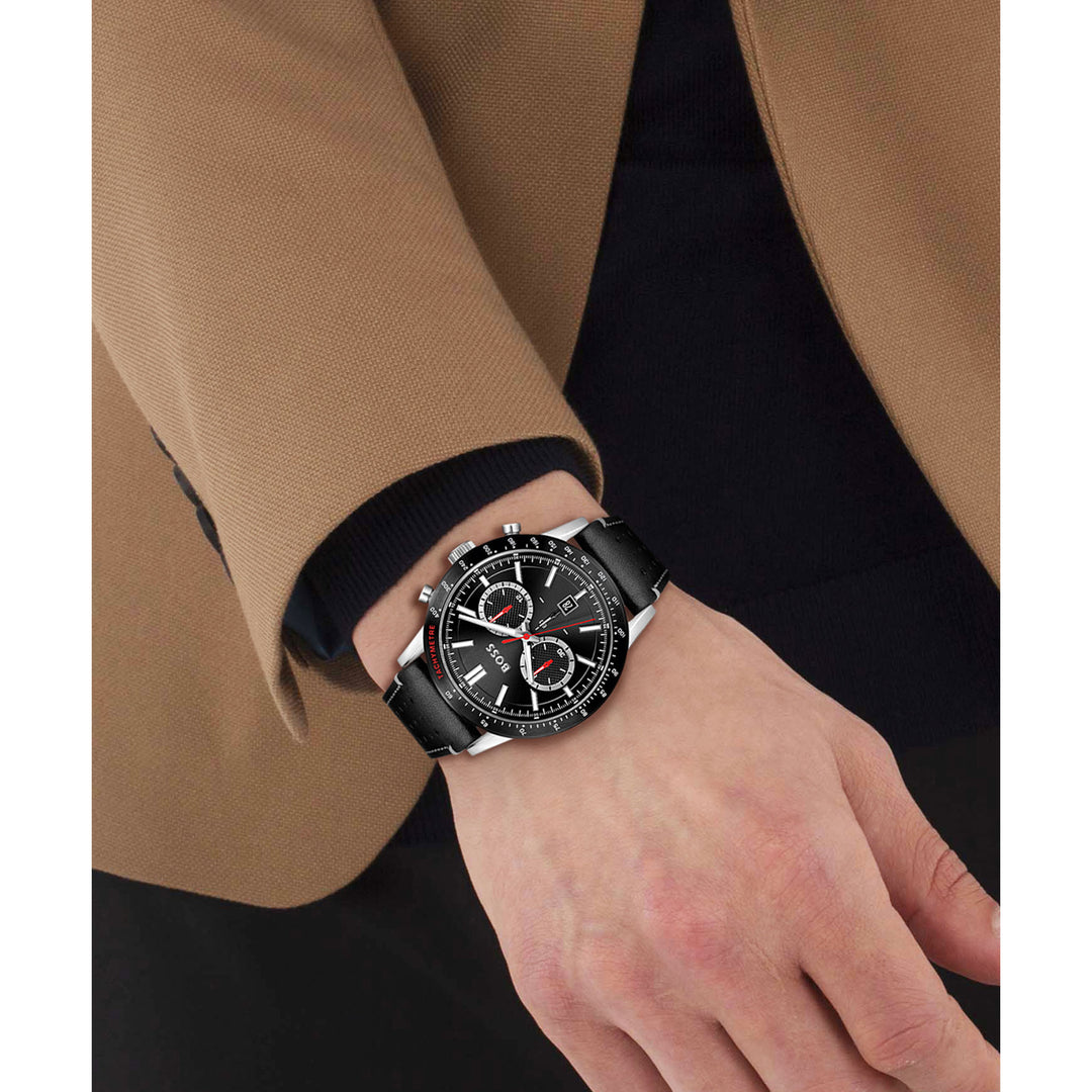 Hugo Boss Black Leather Chronograph Men's Watch - 1513920