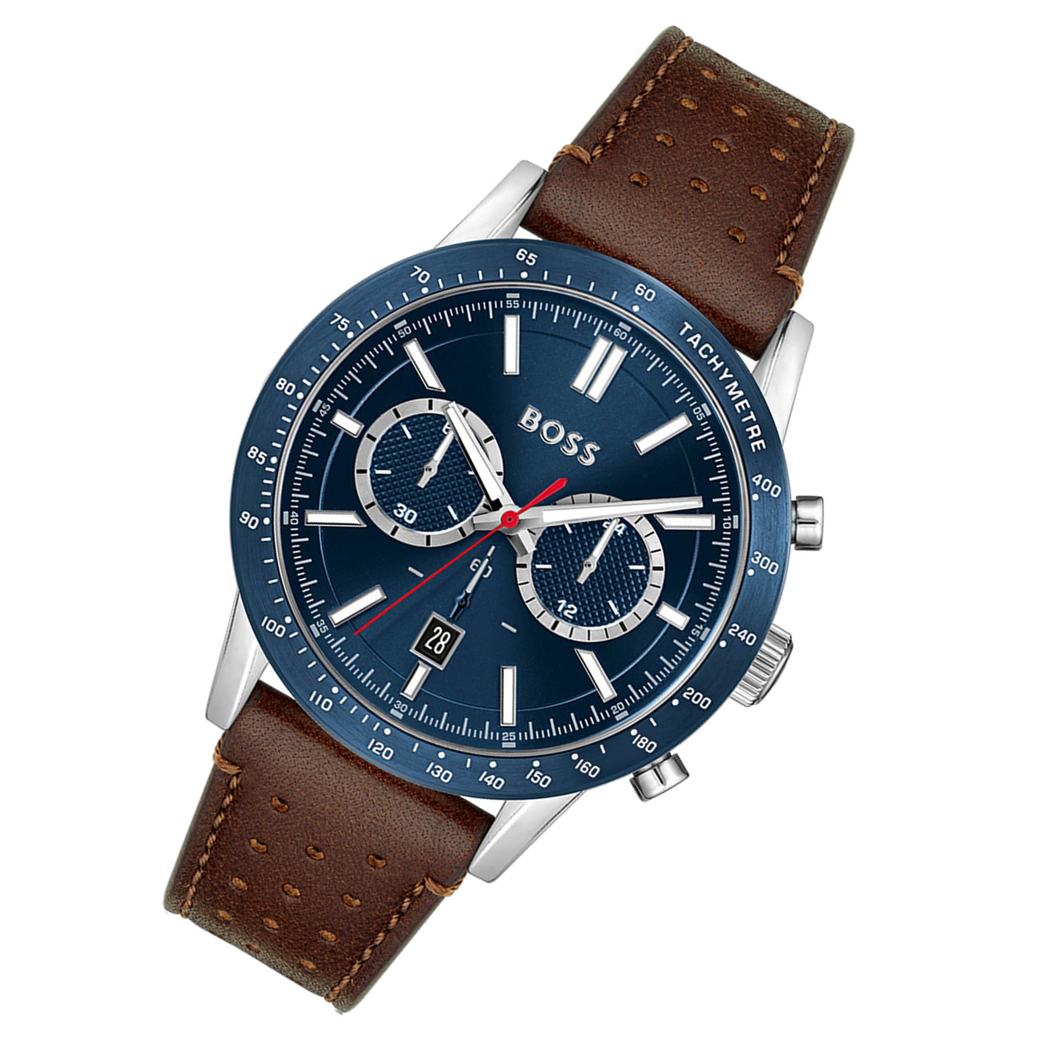 Hugo Boss Brown Leather Blue Dial Men's Chrono Watch 1513921