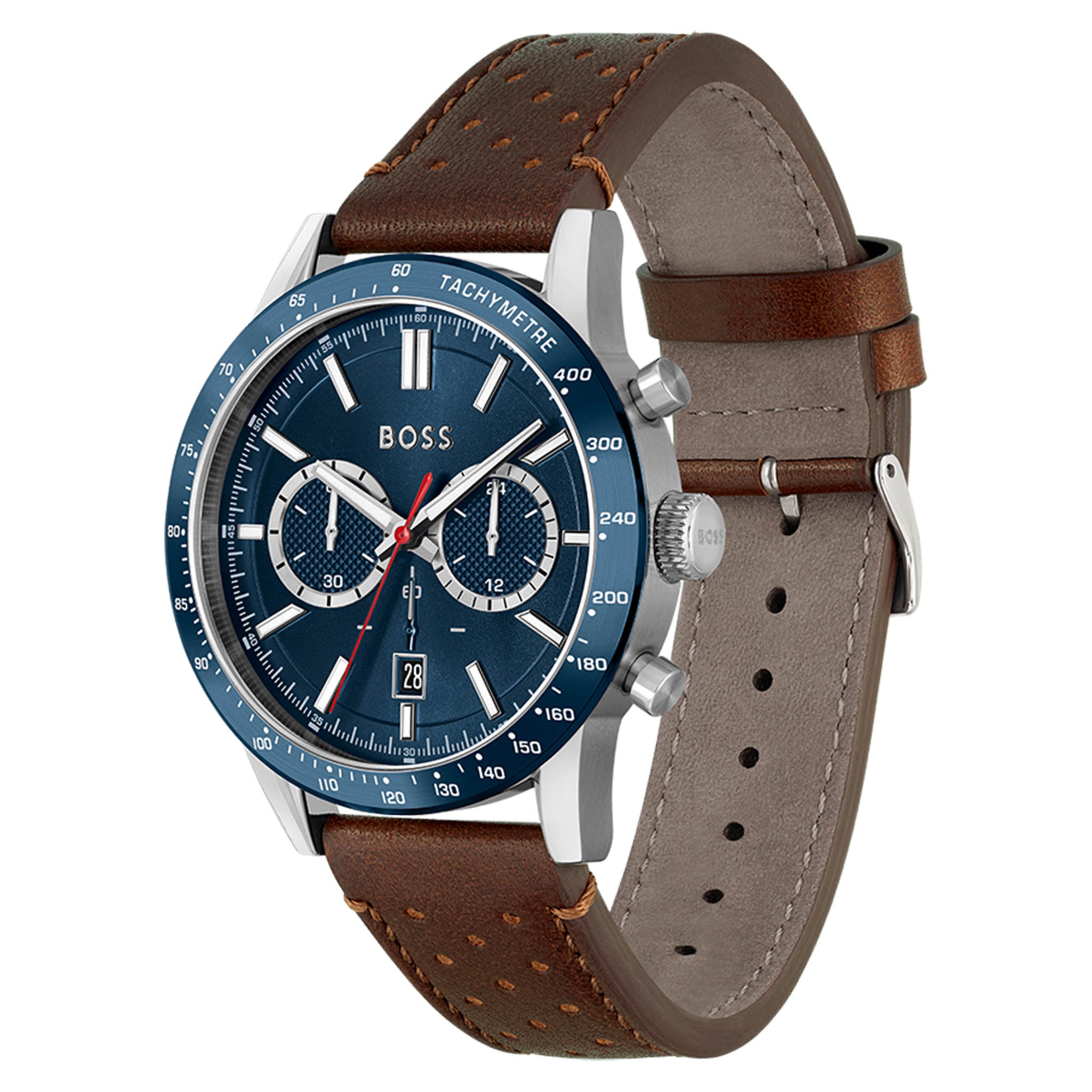 Hugo boss watch discount blue face leather strap