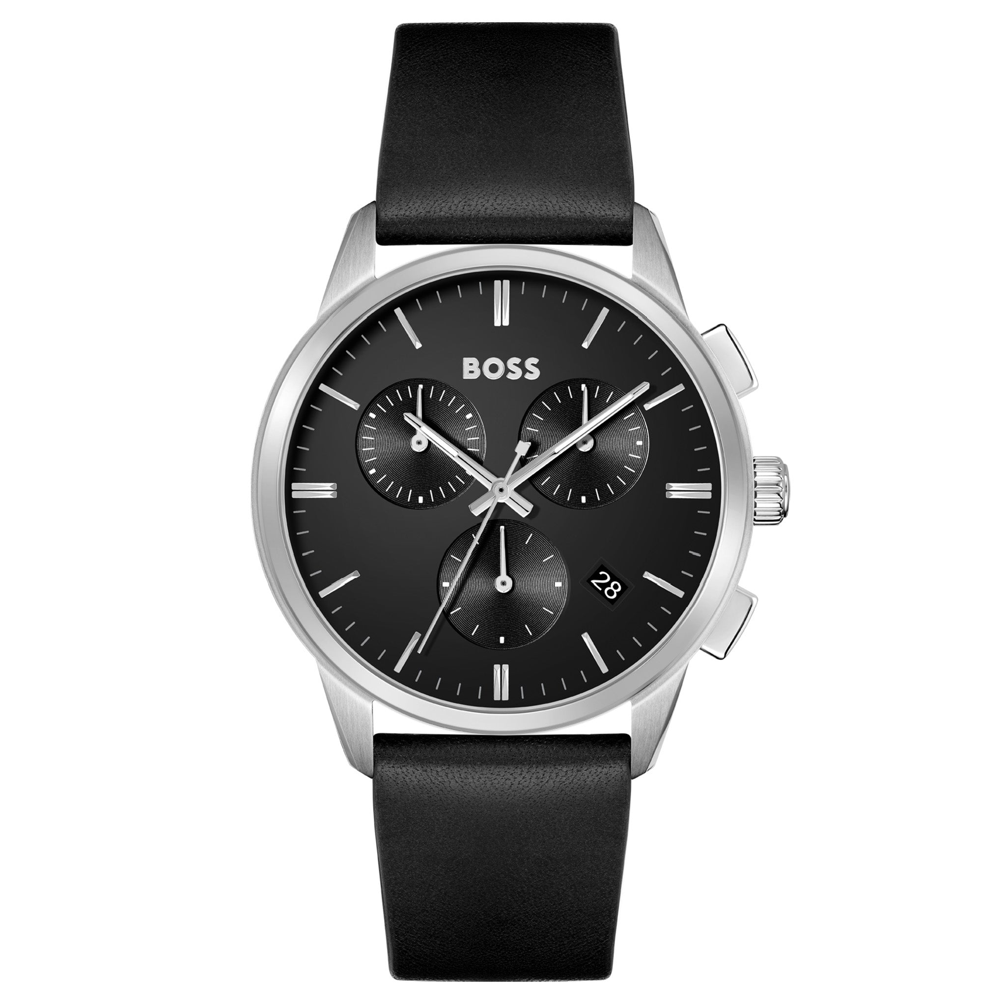 Hugo Boss Black Leather Men's Chrono Watch - 1513925
