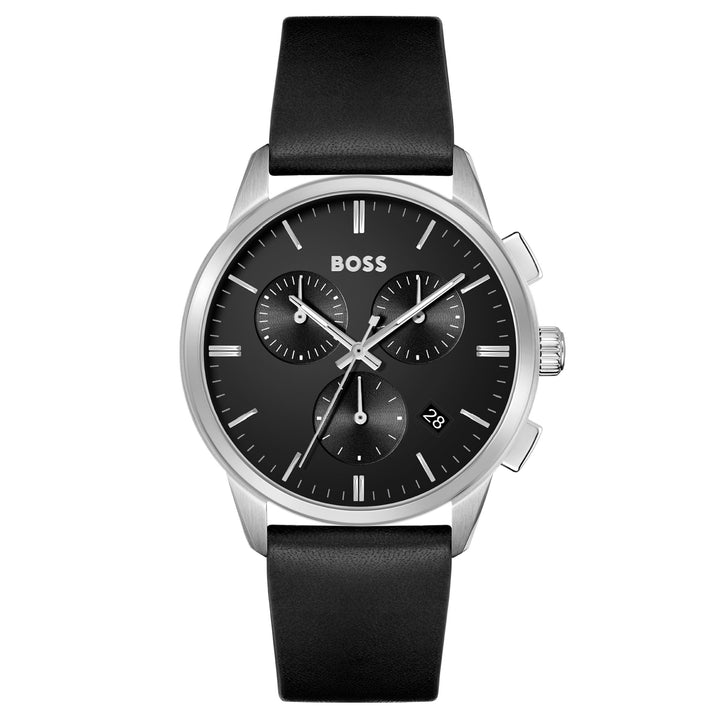 Hugo Boss Black Leather Men's Chrono Watch - 1513925