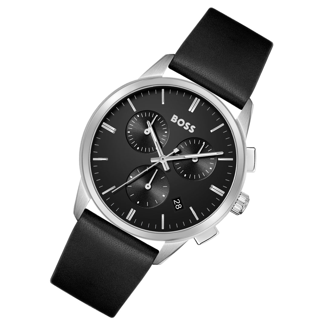 Hugo Boss Black Leather Men's Chrono Watch - 1513925