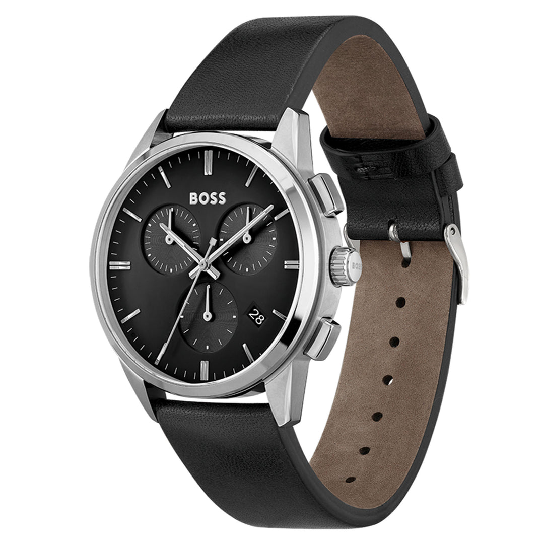 Hugo Boss Black Leather Men's Chrono Watch - 1513925