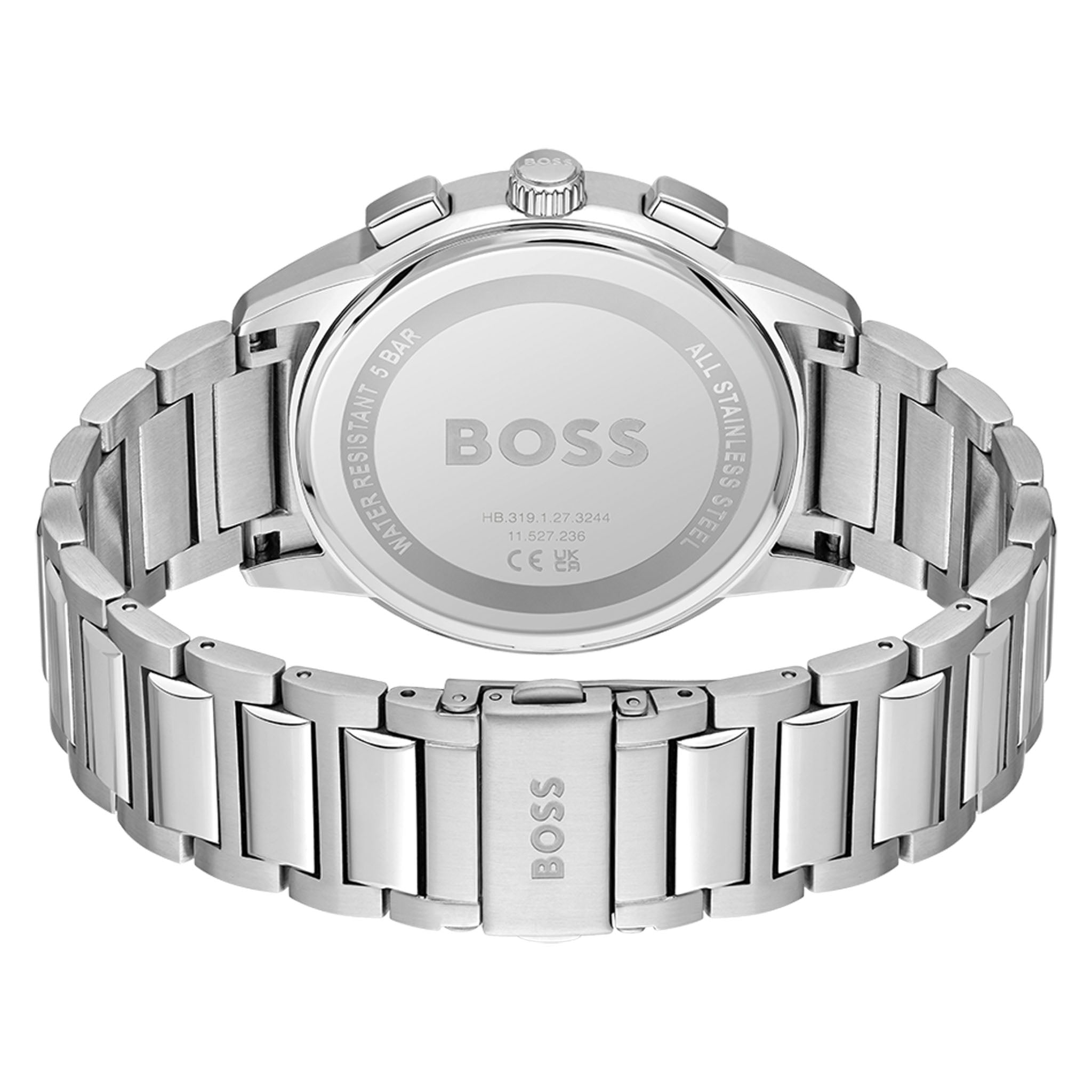 Hugo Boss Silver Steel Blue Dial Men's Chrono Watch - 1513927