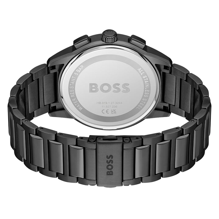 Hugo Boss Grey Steel Black Dial Men's Chronograph Watch - 1513929