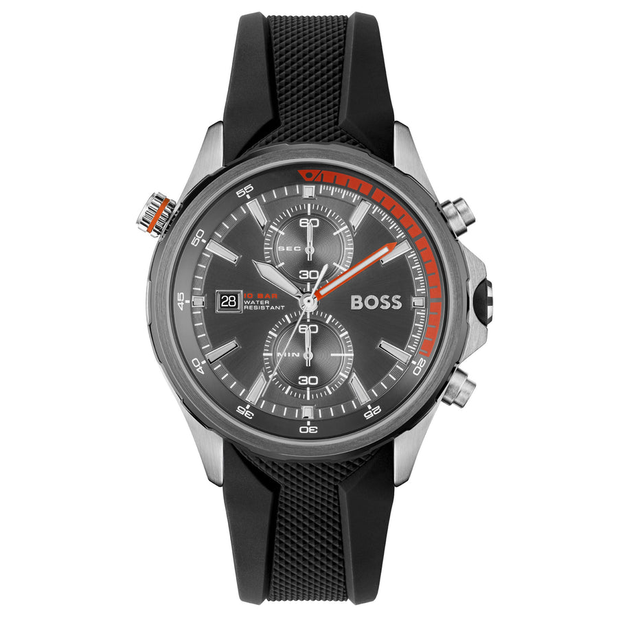 Hugo Boss Black Silicone Band Grey Dial Men's Chrono Watch - 1513931