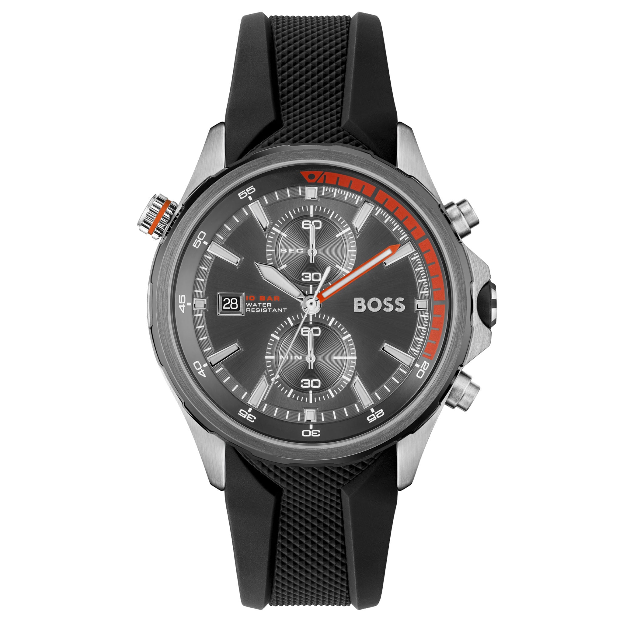 Hugo Boss Black Silicone Band Grey Dial Men's Chrono Watch - 1513931